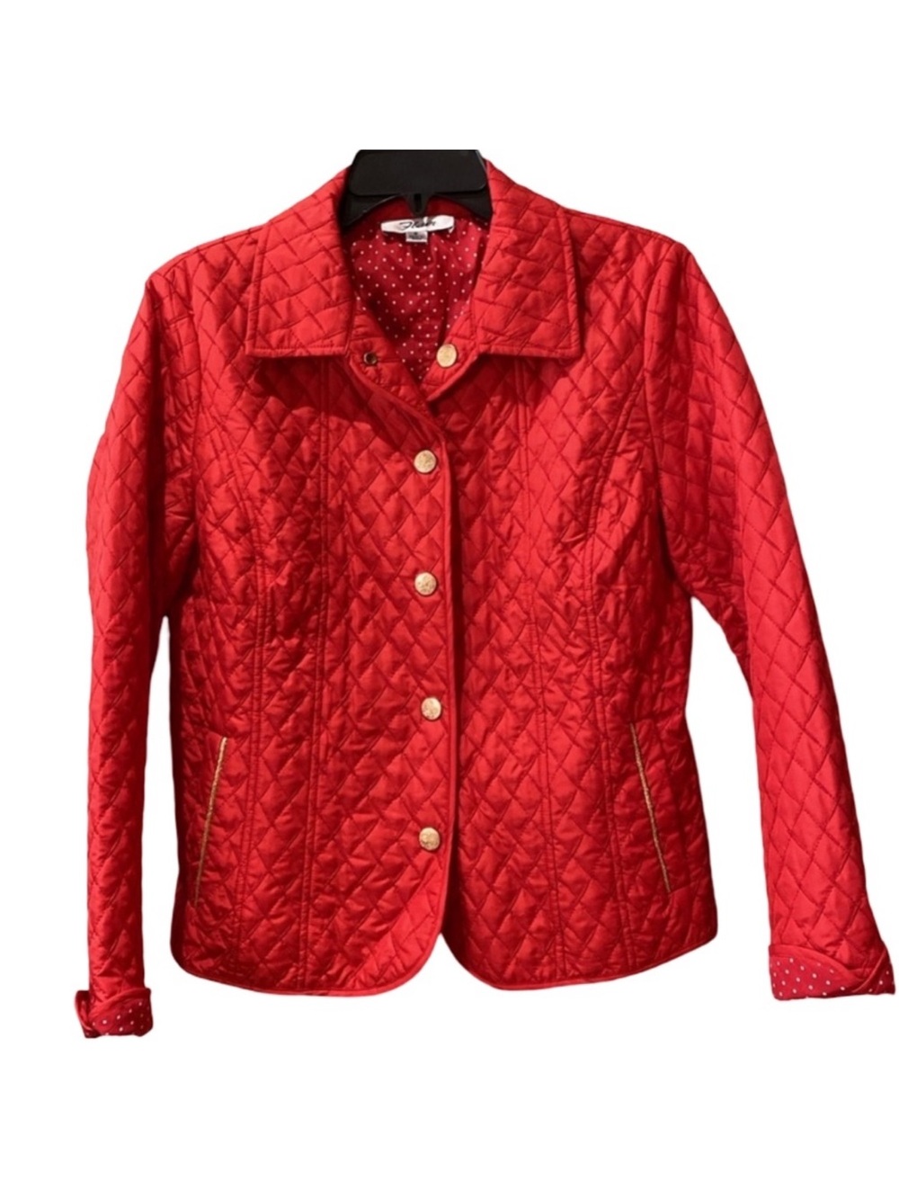 Flair New York Red Quilted Button Up Jacket Ladies Small